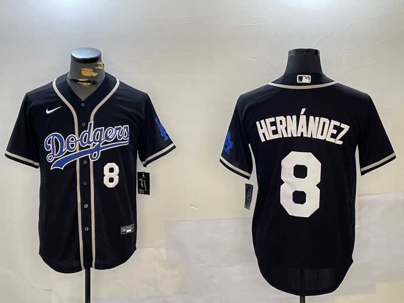 Men%27s Los Angeles Dodgers #8 Enrique Hernandez Black Cool Base Stitched Baseball Jersey->los angeles dodgers->MLB Jersey